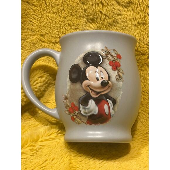 Disney Mickey Mouse Mug 3D Raised Blue Ceramic Coffee 12 Oz Disney store 2 Side - Picture 4 of 5